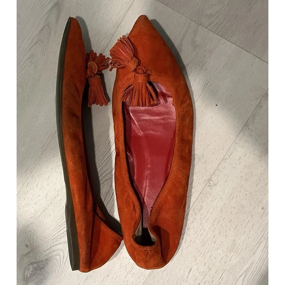 J.CREW Women's Lottie Suede Flats in Orange Size 8.5